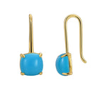 E0435 Korean style U Blue Turquoise Ear Hook Women's Copper Plated Real Gold New Simple Earrings