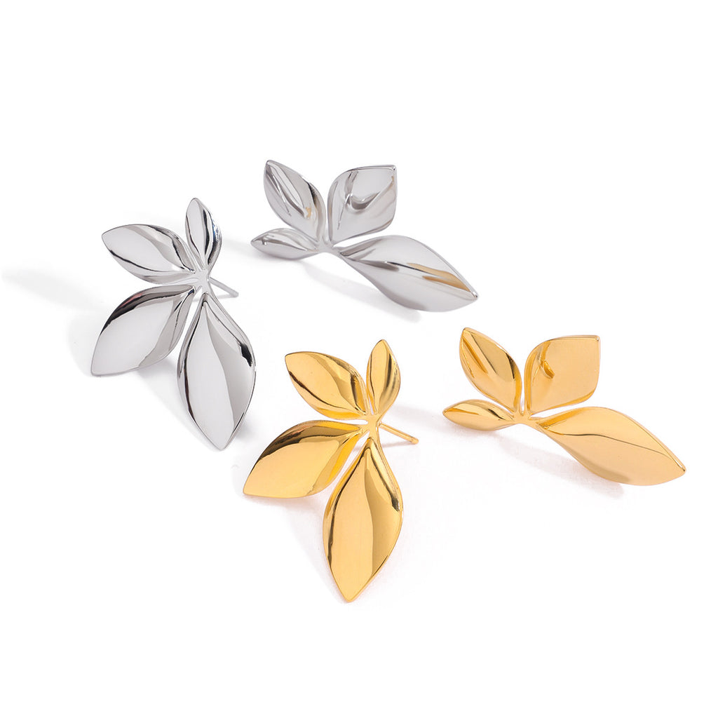 Stainless Steel Leaf Earrings Jewelry for Women Non-Fading