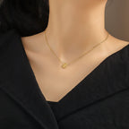 N0019 Gold-plated Brass Necklace Creative Irregular Curved Minimalist Geometric Small Round Necklace