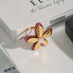 2H Pearl Ring Women's Design Flower Ring Stainless Steel rings