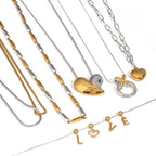 2H Stainless Steel Heart Necklace Choker Color Block Jewelry Collarbone Chain