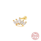 S925Pure Silver Single Crown Ear Bone Stud Earrings Bestselling Fashion Diamond-Studded Threaded Ear Piercing Women's Ear Jewelry