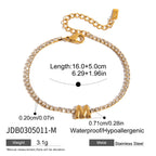 Stainless Steel Rhinestone Letter Bracelet Jewelry Non-Fading Accessories for Women