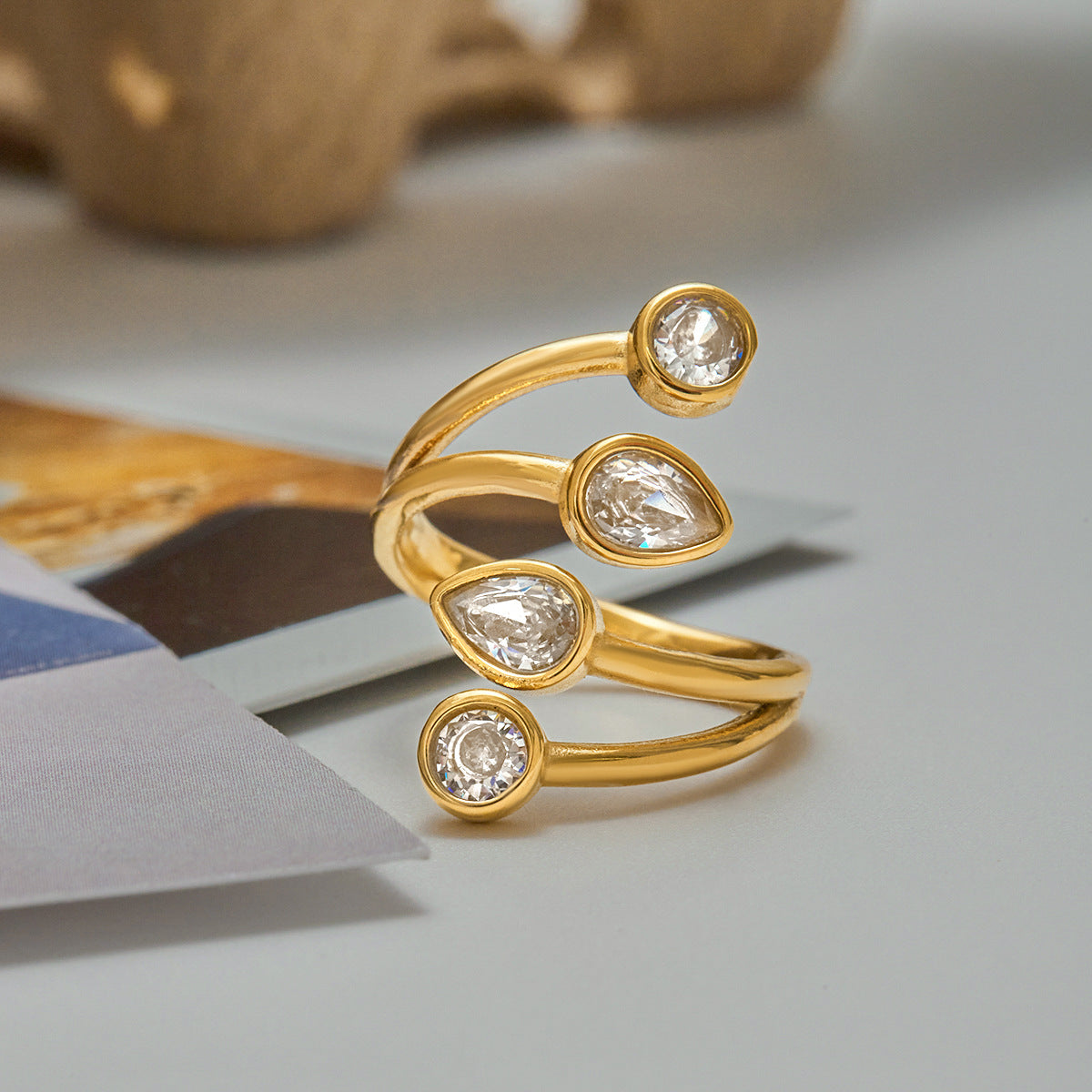 2H Zircon Ring Non-Fading Jewelry Ring Accessories ring