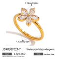 Cubic Zirconia Stainless Steel Ring in Gold-Plated — Luminous Finish — alternate product view — jewelry finish and design detail