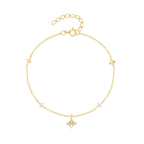 S925 Sterling Silver Four Pointed Star Diamond Opal Bracelet For Women