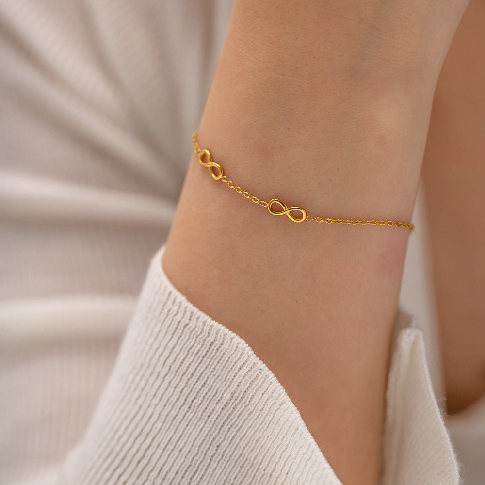 New Fashion Bracelet18K Gold-plated Infinity Symbol Fine Stainless Steel Bracelet Trendy Jewelry