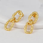 E0706 Exaggerated Irregular Lava Pattern Gender-Neutral Earrings Brass Gold-Plated Minimalist Ear Jewelry