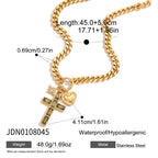 2H Zircon Cross Necklace Pendant Accessories Clavicle Chain Stainless Steel Jewelry