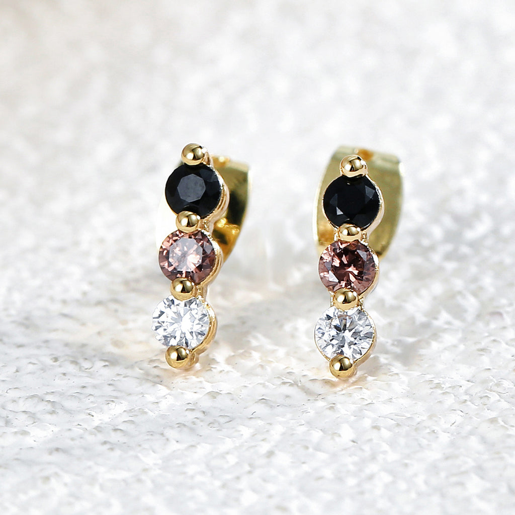 Gold-Plated Brass Minimalist CZ Earrings — Contemporary Edit featuring cubic zirconia detailing