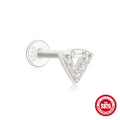 925 Sterling Silver Tassel Water Drop Zircon Cartilage Earrings — design contour — alternate angle 3 — jewelry finish and design detail