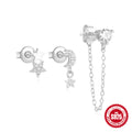 Star Moon Zircon 925 Sterling Silver Earring Set — fastening detail — alternate angle 2 — jewelry finish and design detail