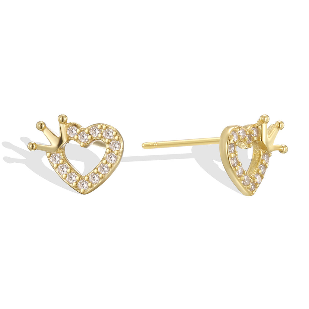 SE0320 S925Silver Design Love Crown Unique Earrings Small Ear Jewelry