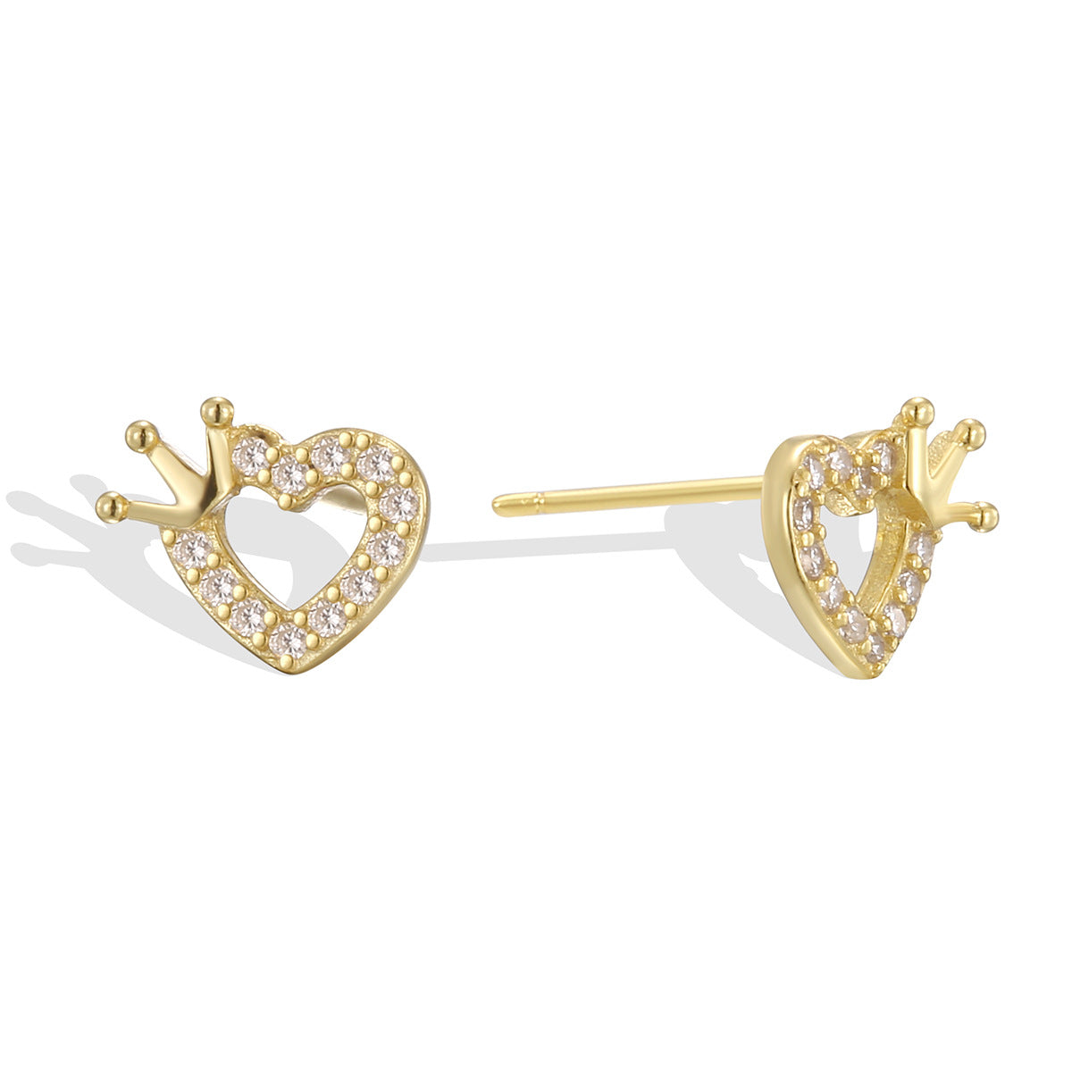 SE0320 S925Silver Design Love Crown Unique Earrings Small Ear Jewelry