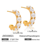 Zircon Earrings that Don't Fade18K Gold Earrings Stainless Steel Jewelry