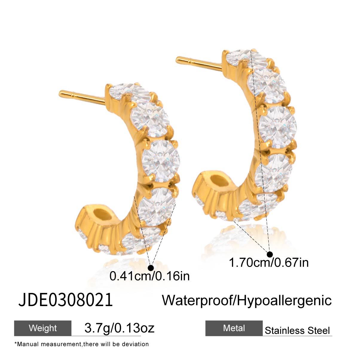 Zircon Earrings that Don't Fade18K Gold Earrings Stainless Steel Jewelry