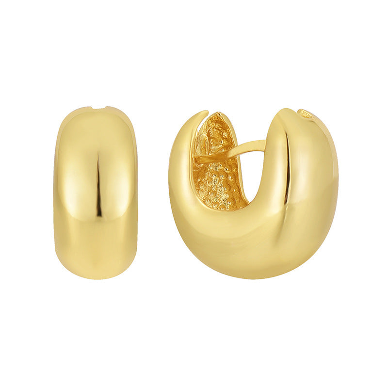 E0613 Personalized Fashion Design Sense Round and Wide U Simple Smooth Surface Earrings for Women