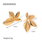 Stainless Steel Leaf Earrings Jewelry for Women Non-Fading