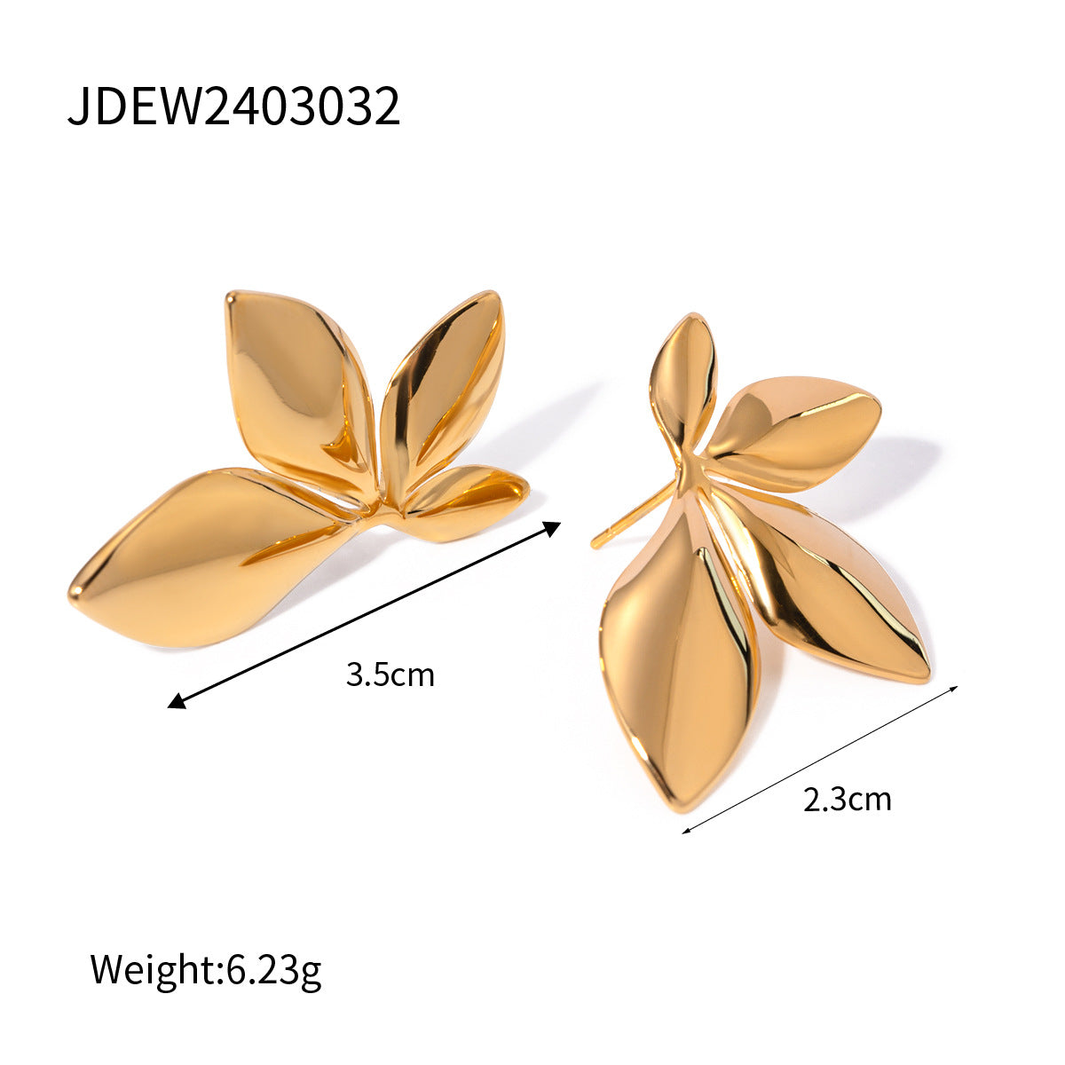 Stainless Steel Leaf Earrings Jewelry for Women Non-Fading