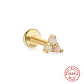 Unisex Sterling Silver Opal Threaded Ear Bone Stud Earrings — jewelry product photo 09 — jewelry finish and design detail