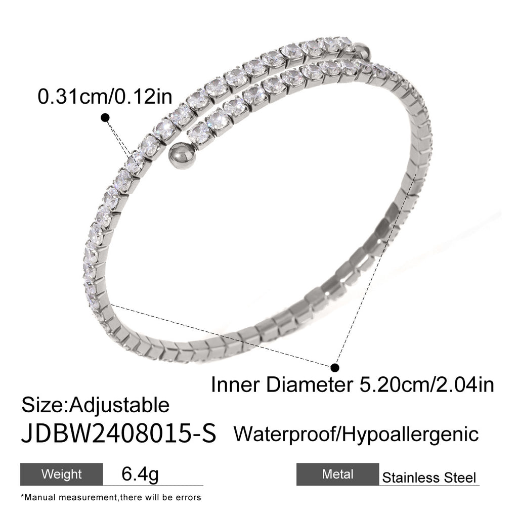 2H Stainless Steel Green Zircon Bracelet High Version Buckle Bracelet bracelet