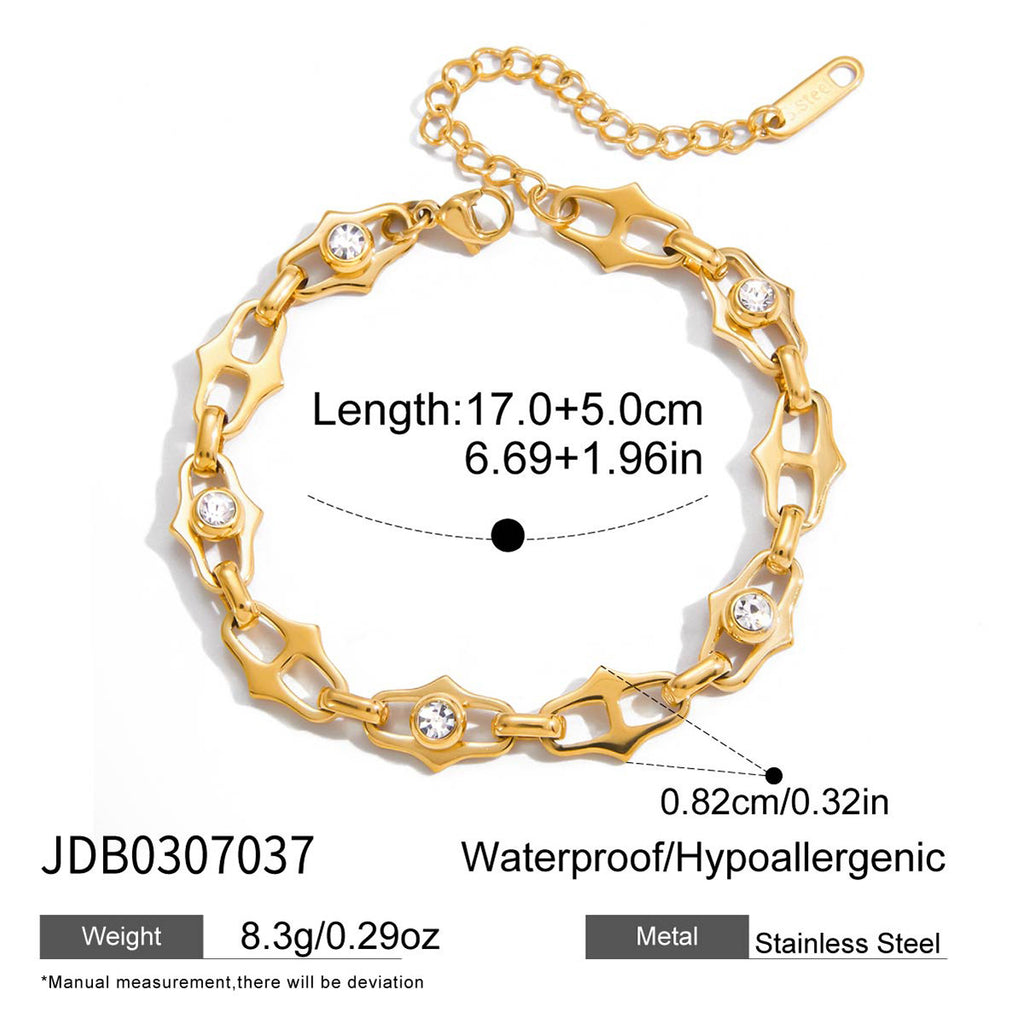 18k Zircon Bracelet Non-Fading Stainless Steel Jewelry for Women