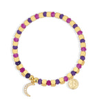 B0294 Crescent Moon Inlaid Zircon Beaded Fashion Bracelet