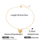 Stainless Steel Bow Necklace Zircon Stud Earrings Ring18k Gold accessories