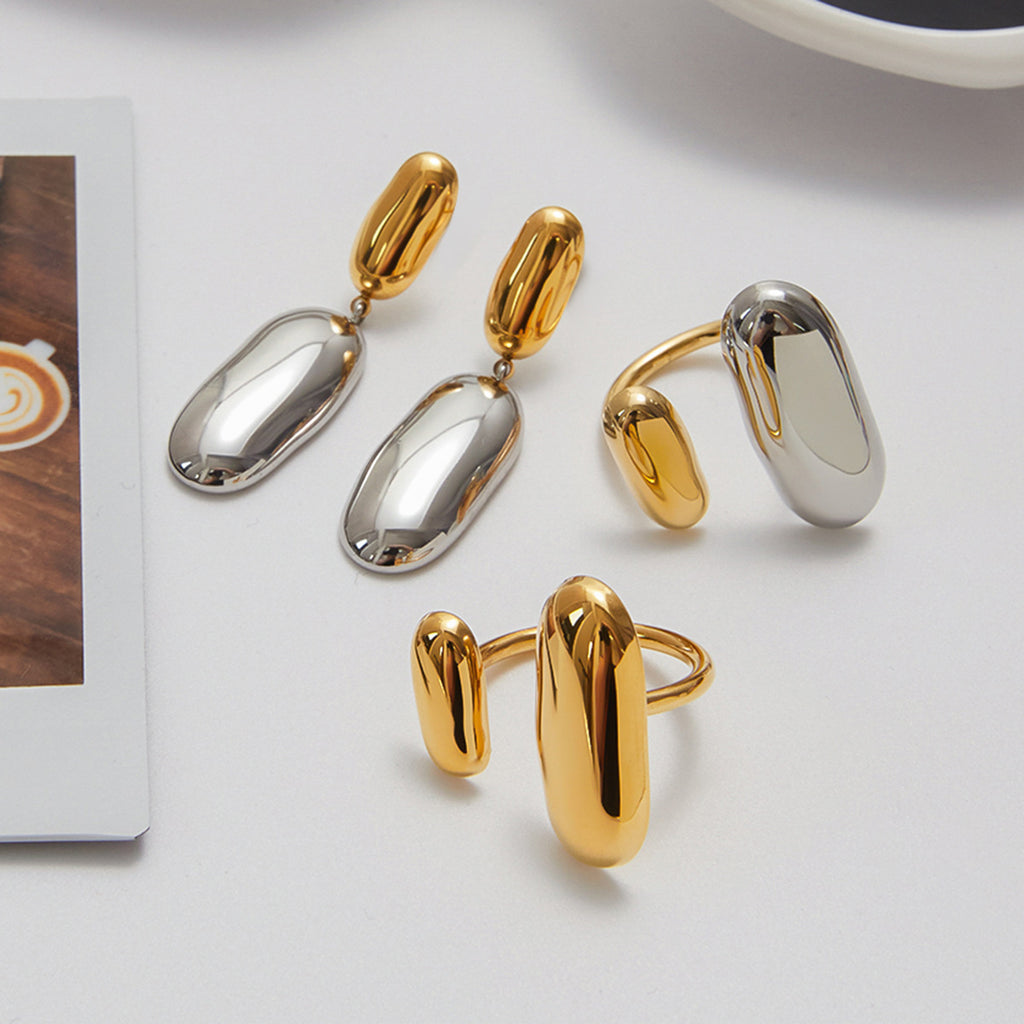 Color Block Ring Non-Fading Earrings Jewelry for Women Stainless Steel Stud Earrings