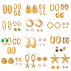 Three Pairs of Stainless Steel Zircon Earrings Pearl Earrings Ear Accessories