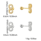 SE0200 S925Silver Plated with Full Diamond Love Infinity8Small and exquisite stud earrings