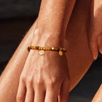 B0255 Vintage Fashion Seal Starfish Beaded Copper Plated14k Gold Holiday Bracelet