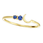 SR0052 S925Silver Moon Blue Star Design Sense Simple Thin Ring