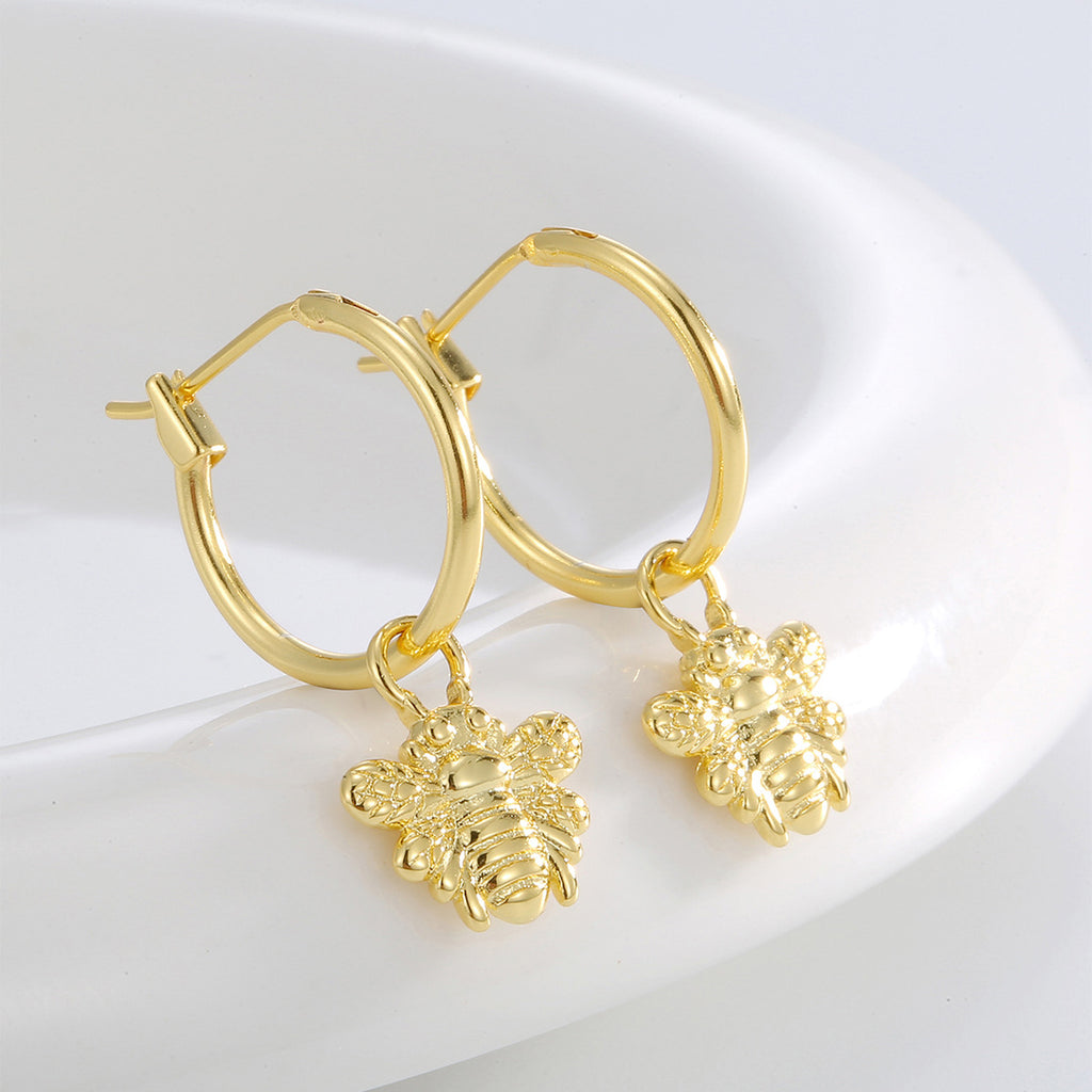 E0828 Earrings for Women Creative Design Gold-Plated Bee Drop Earrings