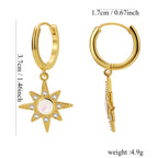 E0669 Bohemian Epoxy Elegant Fashion Earrings for Women Retro Sun Shape Zircon Earrings