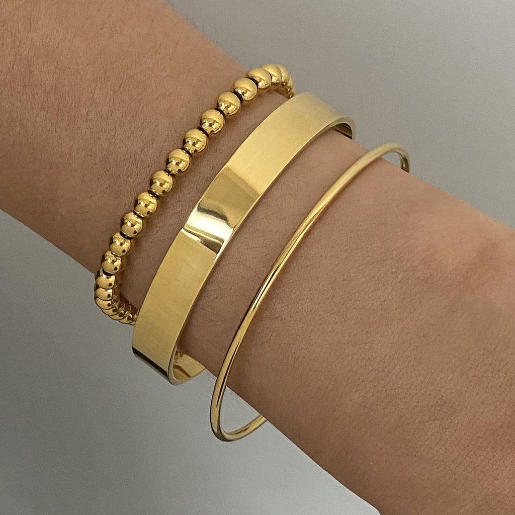 Stainless Steel Beaded Bracelet Open Bracelet18K gold Accessories