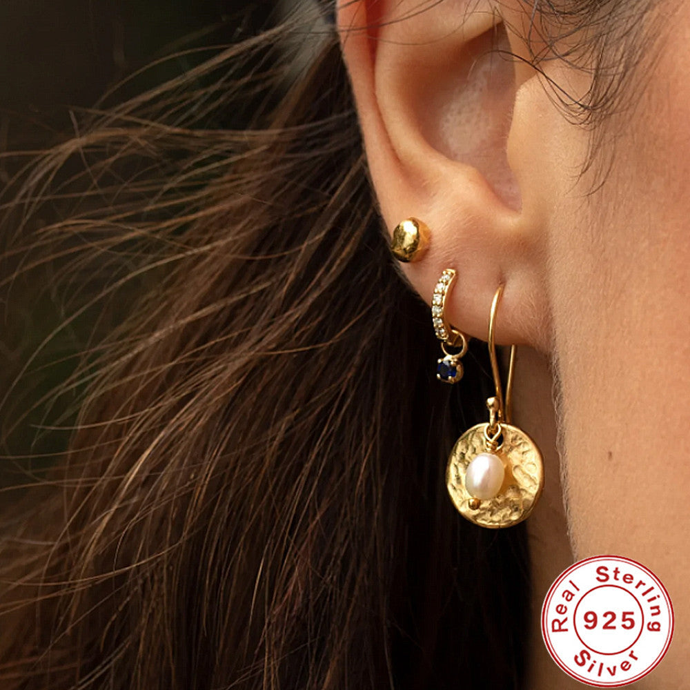 S925Sterling Silver Diamond-Studded Hoop Earrings Hot-Selling Creative Style Earrings