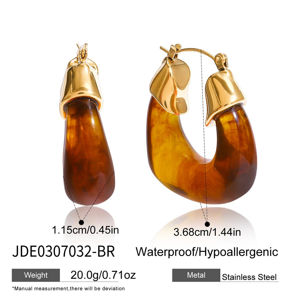 Autumn and Winter Resin Chubby Stainless Steel Earrings Hoop Jewelry for Women