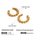 Cubic Zirconia Stainless Steel Stud Earrings in Gold-Plated — Curated Style — close-up detail — jewelry finish and design detail