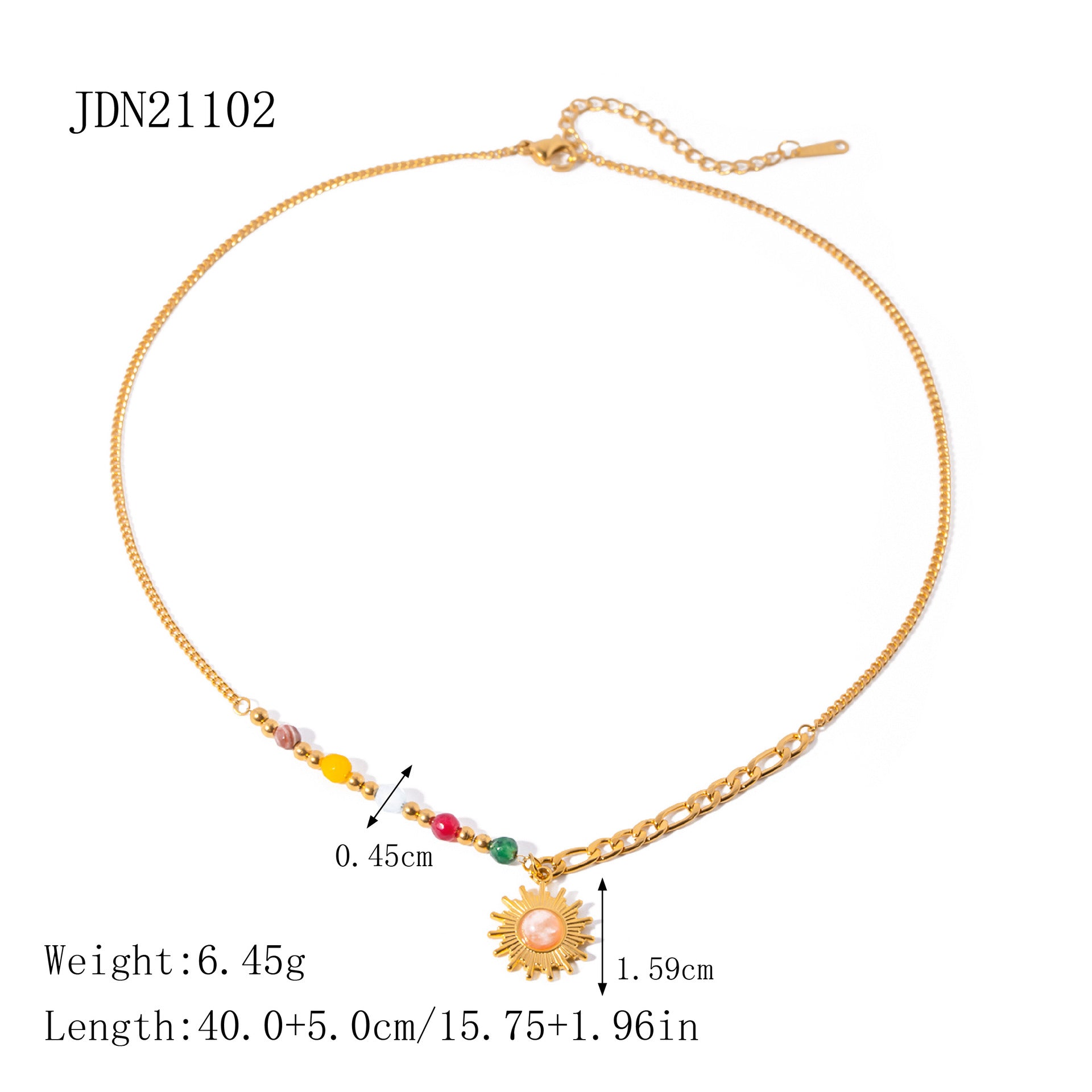 2H Sun y Word Chain Long Necklace Collarbone Chain Stainless Steel Jewelry Non-Fading