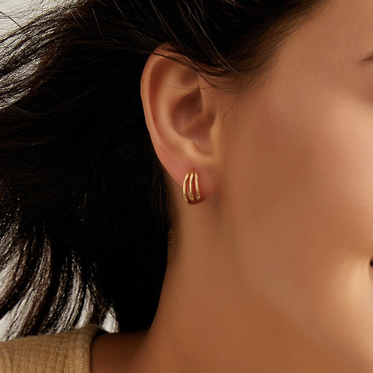 CYE0236 Hoop Earrings for Women, Ear Clips, Stud Earrings, Vintage Style, Design Sense, Retro Ear Accessories