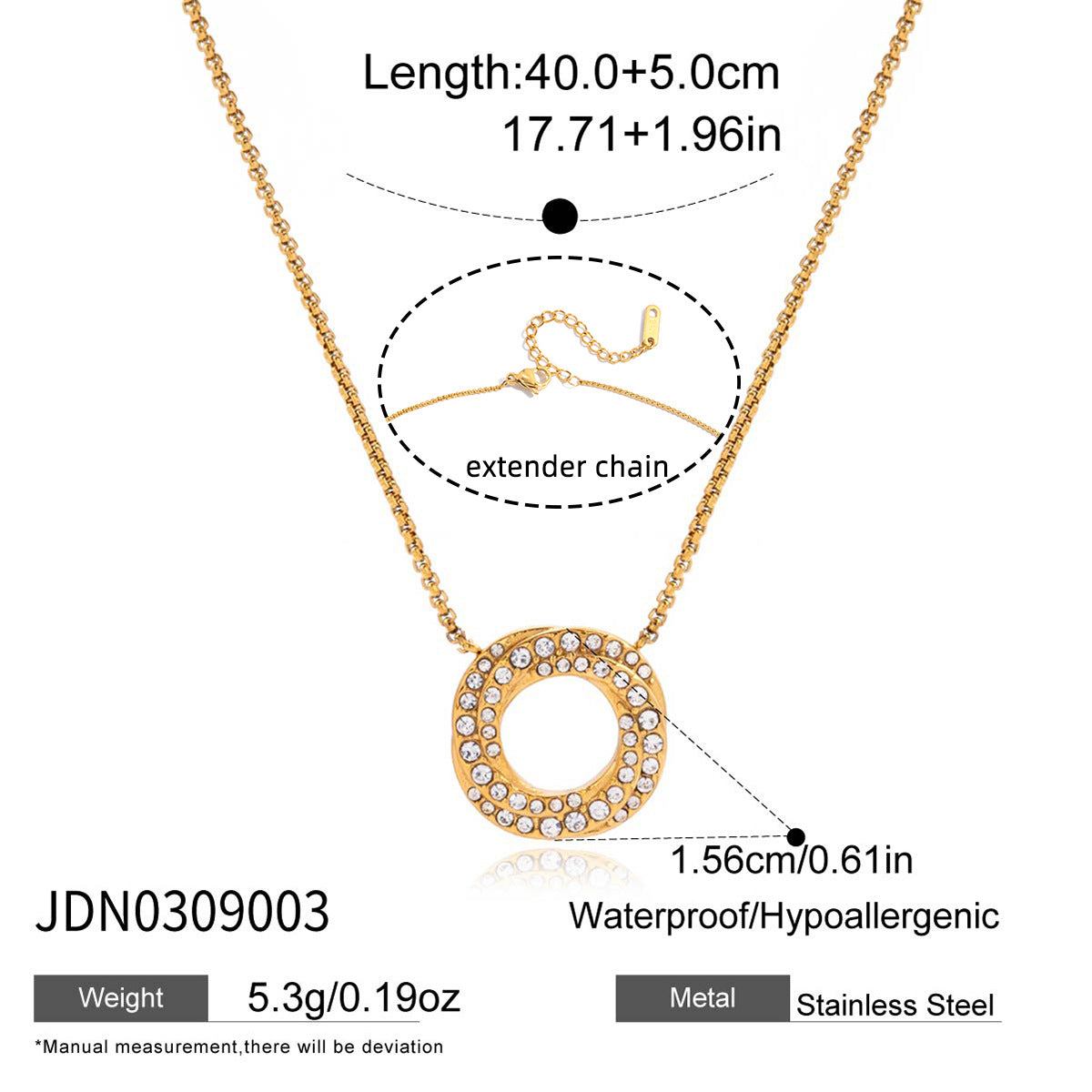 2H Zircon Necklace Women's Collarbone Chain Non-Fading Jewelry Stainless Steel