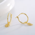 E0799 Fashionable Design Wheat Ear Earrings for Women Copper Plated18K Gold Feather Earrings Jewelry