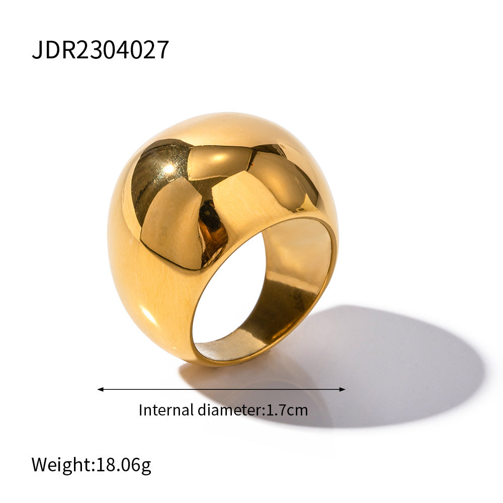 No Fading18K Gold Stainless Steel Exaggerated Ball Ring2025Fashionable and Unique Trendy Accessories