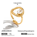 Cubic Zirconia Stainless Steel Ring in Gold-Plated — Contemporary Edit — alternate angle — jewelry finish and design detail