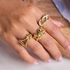 Original Knot Design Rhinestone Ring Non-Fading Stainless Steel Jewelry for Women