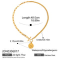 Gold-Plated Stainless Steel Pendant Necklace with Coin Medallion Pearl Detail — alternate product view — jewelry finish and design detail