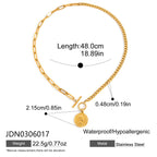 Coin Resin Pearl Pendant Necklace Accessories Female Clavicle Chain Stainless Steel Jewelry