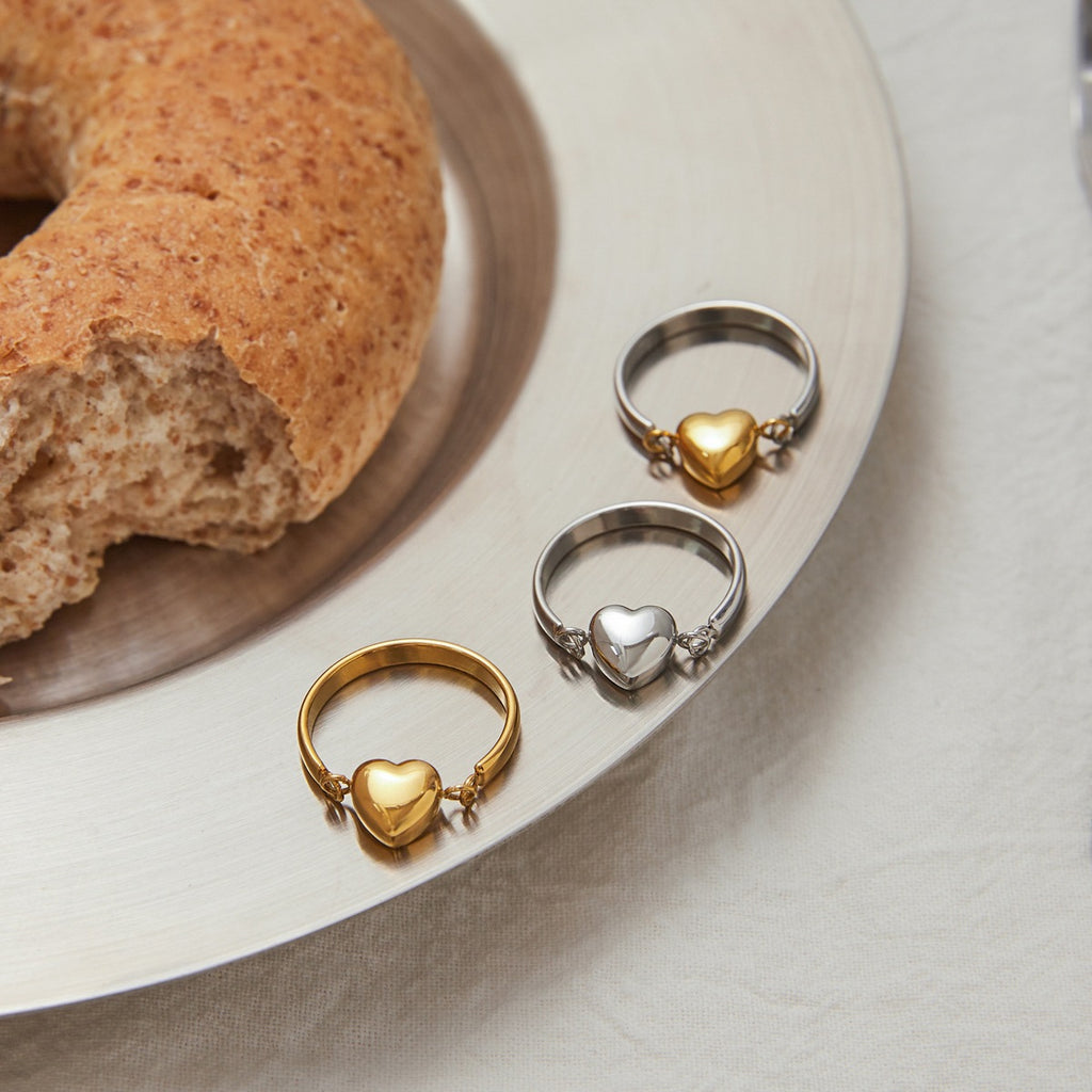 2H Heart-shaped Ring Non-fading Jewelry Design Stainless Steel Ring