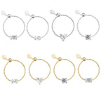 S925Sterling Silver Inlaid Simulated Diamond Zircon Open Ring Trendy Jewelry Adjustable Chain Ring